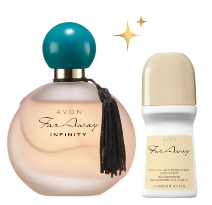 Far Away Infinity Set Perfume + Desodorante Roll-On By Avon