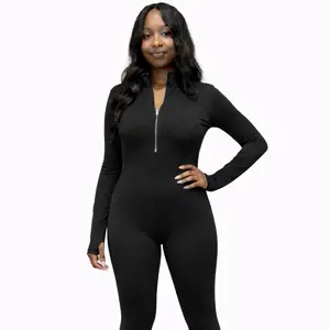 SculptFit High-Neck Seamless Zip Bodysuit Long Sleeve Activewear for Workout Gym Clothing Athletic Training Apparel Fitness Outfit