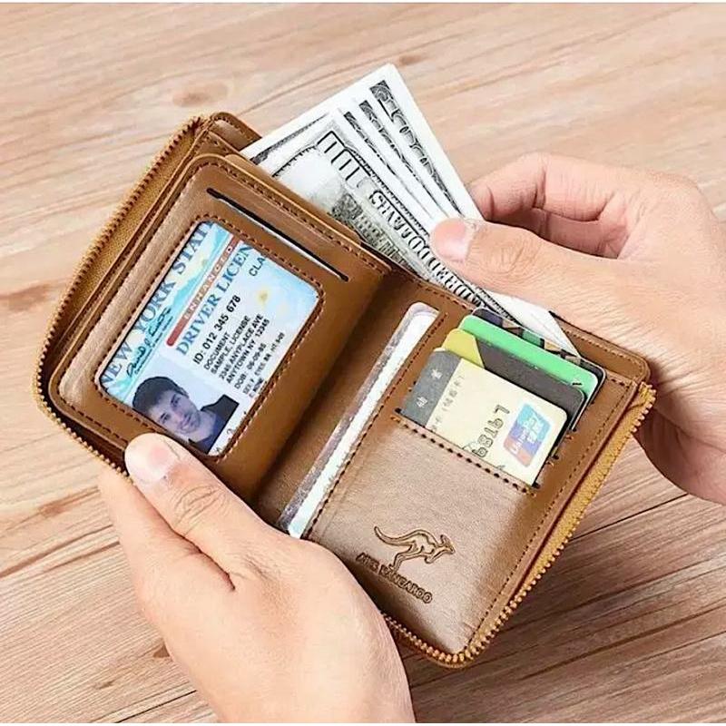 Human RFID Blocking Leather Wallet Credit Card ID Holder Zipper Purse Waterproof