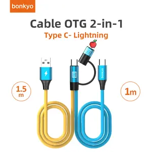 Newly OTG Type-C& Iphone Adapter Lightning Audio Cable for Charging and Live Streaming, Digital Chip Aluminum Nylon, Compatible with Type-C and Lightning Phones