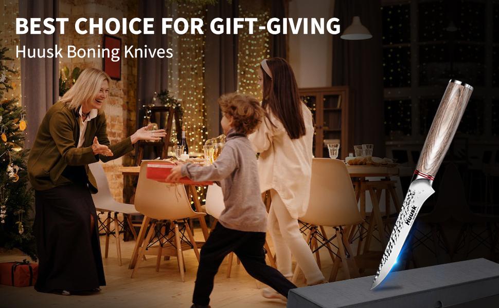 Huusk Knives From Japan, 6.5-inch Boning for Meat Cutting, Hand Forged Japanese Fillet Knife for Meat Fish Poultry Deboning with Ergonomic Pakkawood Handle with Gift Box