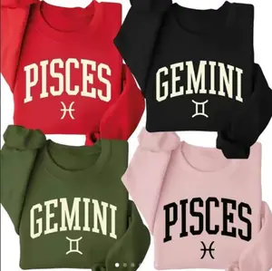 [Full 12 Zodiac] Zodiac Vibes Sweatshirt - Trendy Gemini & Pisces Astrology Crewneck, Cozy Streetwear Horoscope Shirt with Bold Zodiac Graphic, Perfect Gift for Astrology Lovers