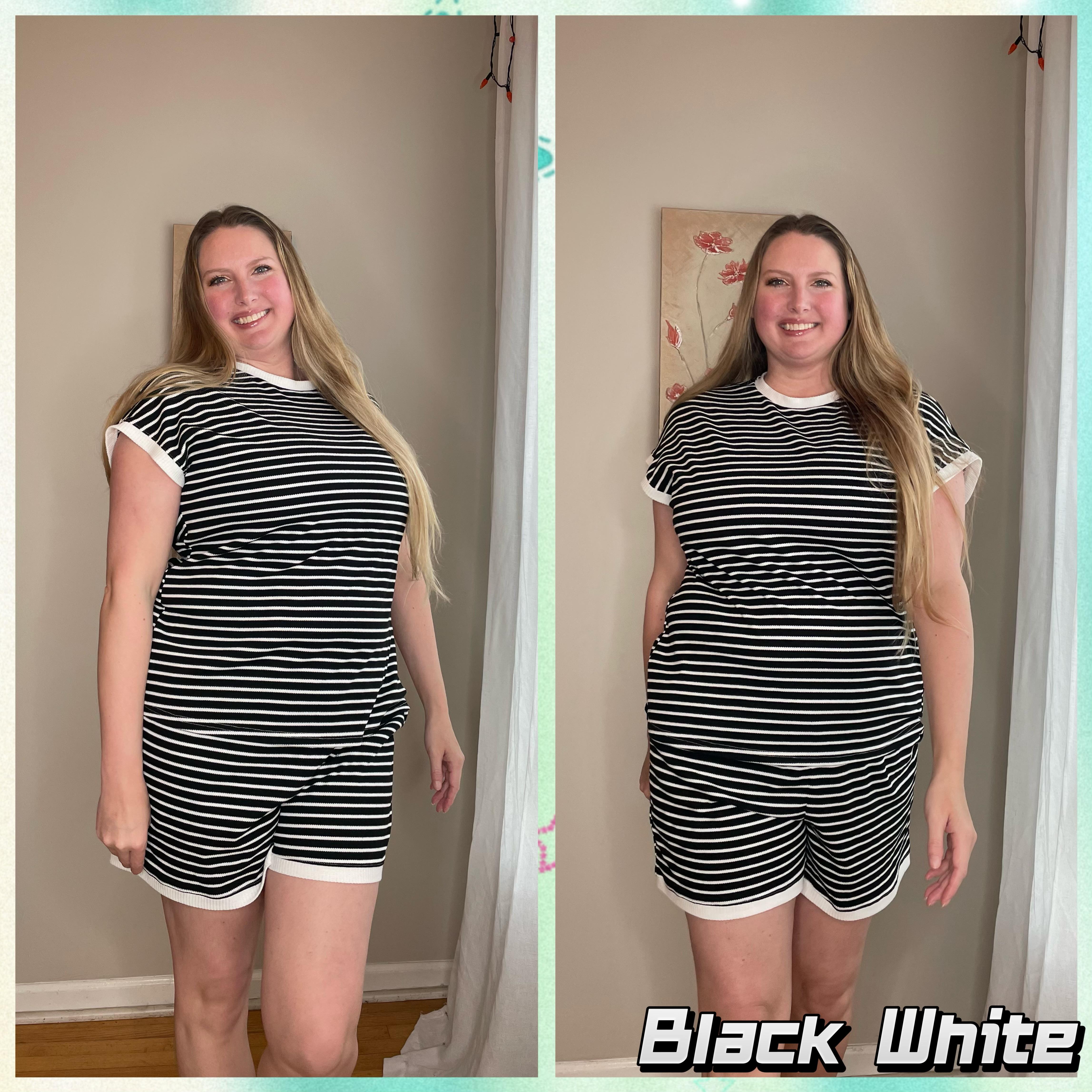 【PlusSize】Women's Cotton Pajama Sets 2-Piece Lounge Set, Stripe Short Sleeve Comfy Pj Set, Spring/Summer Loungewear Sleepwear with Pockets, Women's Loose Shortsleeve Casual Medium Homewear| plus size fashion