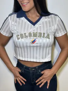 Colombia Crop Soccer Top | Retro Fútbol Heritage | Latina Fan Gift