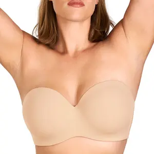 HSIA Women's Plus Size Breya Seamless Strapless Bra, 1/2 Coverage, Breathable Stretch Fabric, Hand Wash Only