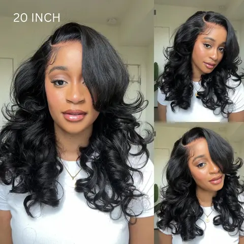 【Pre Everything Peacock Curls 】18“ Limited Stock:Trendy Butterfly Cut Face- Framing Peacock Curls Pull Go 13x6 Full Glueless Lace Front Wig Pre-Styled Heavy Layers Cut Body Wave Natural hairline Human Hair 250% Density Wave Wig