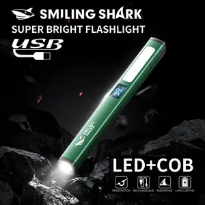【GZ-5112】SmilingShark LED Magnetic Torch Light Bright with COB Side Light Flashlight 6Modes White/ Yellow/ Red Light Type-C Rechargeable for Camping Hiking Work	