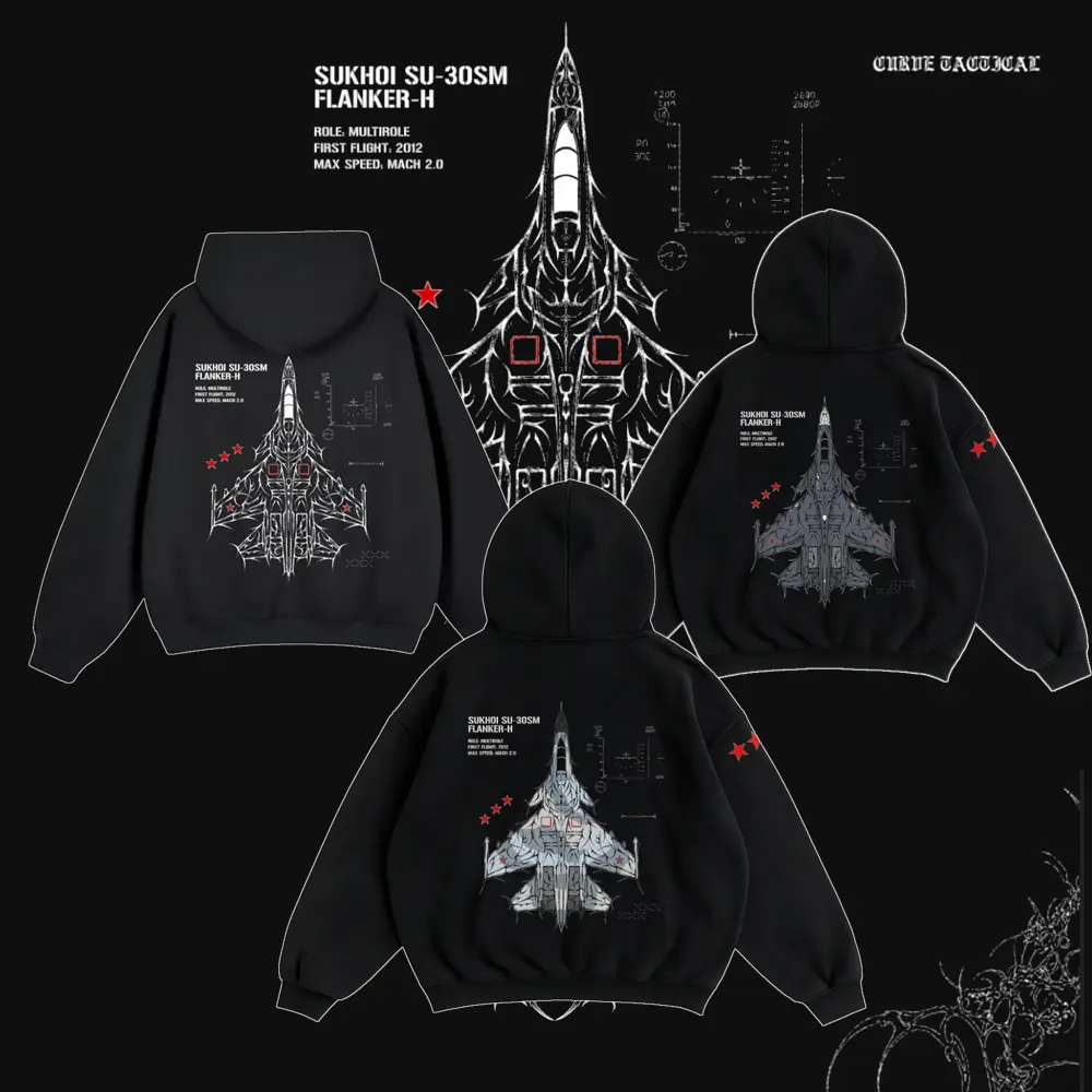 SU-30SM Flanker-H Fighter Jet Hoodie Men Women Oversized Military Aviation Streetwear Tactical Blueprint Graphic Print Pullover Sweatshirt Techwear Unisex Plane Aesthetic Y2K Grunge Streetwear Hoodie Gift Ideas
