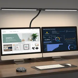 Led Desk Lamp for Office Home - Eye Caring Architect lamp with Clamp,Dual Screen Computer Monitor Work Smart Light: 24W 5 Color Flexible Adjustable Lighting Table Lamp for Study White