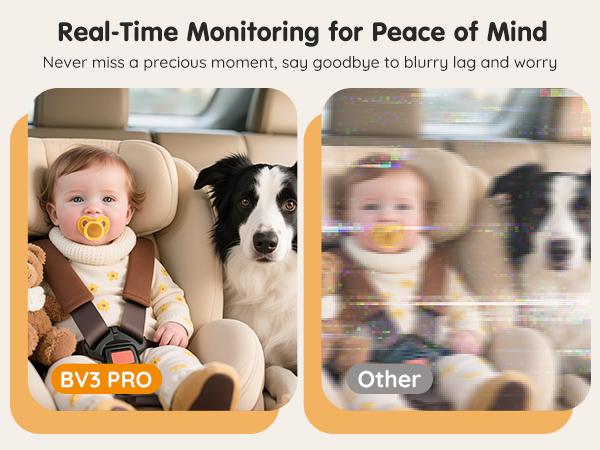 Babyvue BV3PRO 7.2" Dual Car Camera Baby Monitor, 1080P HD Split Screen, IR Night Vision, Double Car Camera for 2 Baby, Easy Setup for Carseat, Perfect for Family Travel, Pet Friendly
