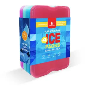 Home Times 4pcs Ice packs for Lunch Box, Freezer Ice packs Slim Long Lasting Cool packs for Lunch Bags and Cooler，Ultra-Thin Design, Long-Lasting Coolness - Perfect for Lunch Boxes, Coolers, Picnics & Outdoor Adventures