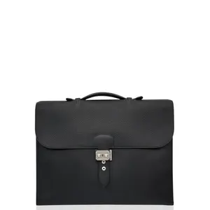 Pre-owned HERMÈS Leather professional & technology bags Hermes Sac A Depeches 38 Vache Liegee 89 Noir (3p9)