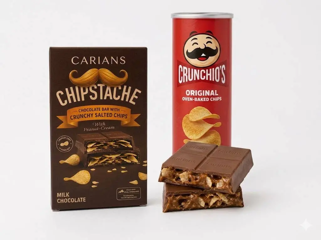 Chipstache Pringles Chips Milk Chocolate Bar - Chip & Choc Duo, Pure Choc Craft, Coldpack Stays Firm - Insulated Package Shipping Mon-Thurs to Prevent Melting