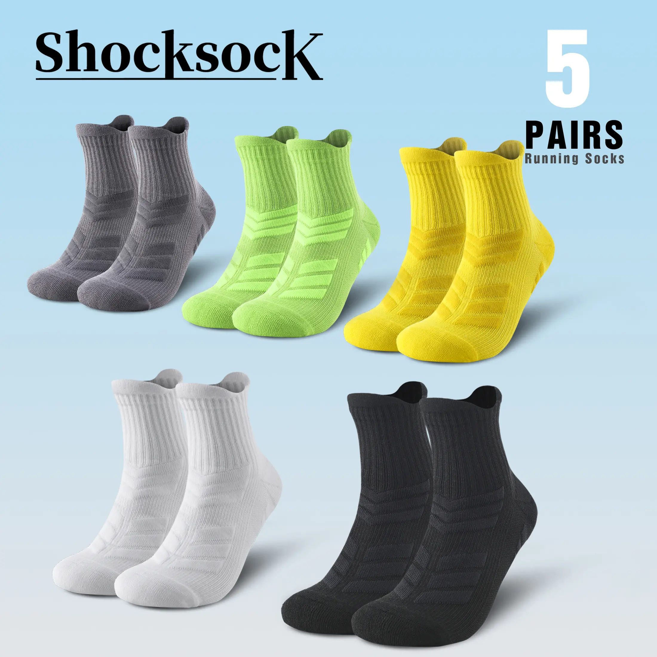 5 Pairs Of Men's Ankle Socks professional Basketball Sports Socks, Professional Marathon Running Socks.with Terry Cloth Soles, Anti-slip, Breathable And Shock-absorbing. Men's White Ankle Socks, Cotton Compression Socks.cotton Socks All Seasons. Athletic,