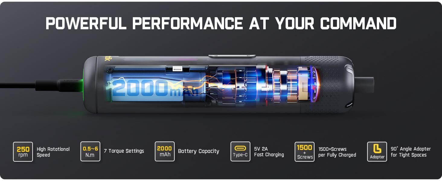 Fanttik S2 Pro Max Electric Screwdriver, Cordless Screwdriver Set, 7 Torque Settings, 0.5 to 6N.m, 16 Magnetic Bits, 1/4''Hex Shank, with 90° Angle Adapter, for Furniture, Household Repairs