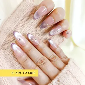 Purple ombre cat eye oval press on nails - RTS