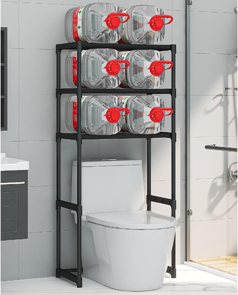 Over The Toilet Storage Cabinet, 3-Tier Metal Bathroom Organizer Shelf, Stable Freestanding Above Toilet Shelf for Bathroom, Laundry, Balcony, Space Saver(Black) Over The Toilet Storage Cabinet, 3-Tier Metal Bathroom Organizer Shelf, Stable Freestanding Above Toilet Shelf for Bathroom, Laundry, Balcony, Space Saver(Black)