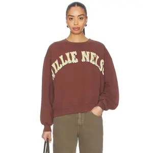 DAYDREAMER Willie Nelson in Austin Oversized Crew Sweatshirt in Nutmeg