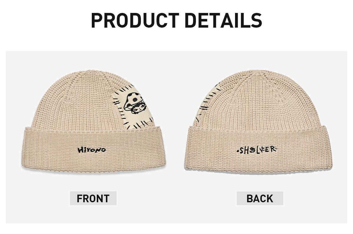 POP MART Hirono Living Wild-Shelter Earthenware Embroidered Beanie Light Grey