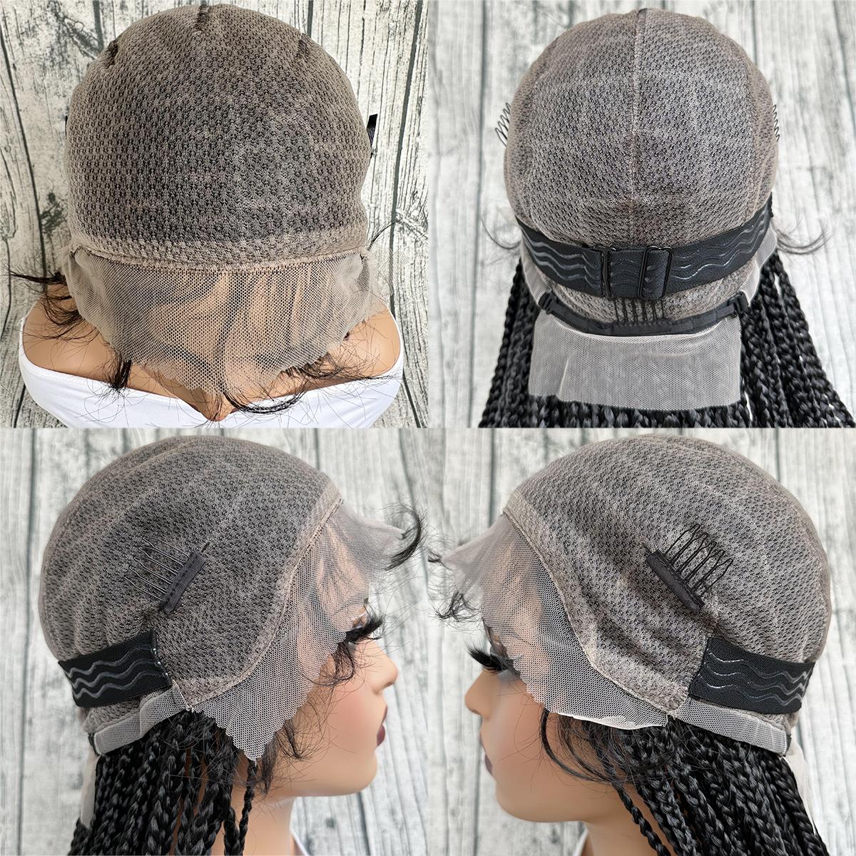 Premium Ultra Braid Synthetic Hair Full Lace Wig 30 Inch Long Braided Wigs for Women High-Quality Braids in Black for Stylish Looks and Versatile Uses