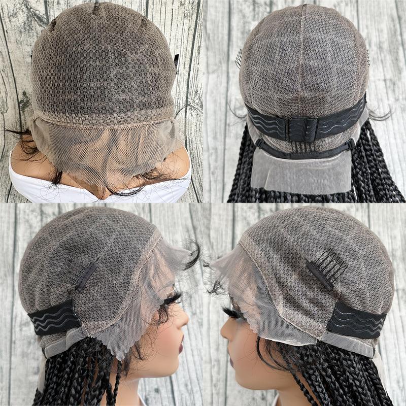 Premium Ultra Braid Synthetic Hair Full Lace Wig 30 Inch Long Braided Wigs for Women High-Quality Braids in Black for Stylish Looks and Versatile Uses