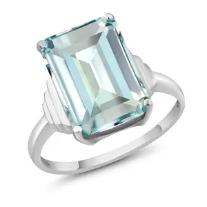 5-10 Cttw Gemstone Birthstone Engagement Ring For Women | 14X10MM Emerald Cut | 925 Sterling Silver | Wedding Anniversary Promise Ring For Women | Available In Size 5, 6, 7, 8, 9