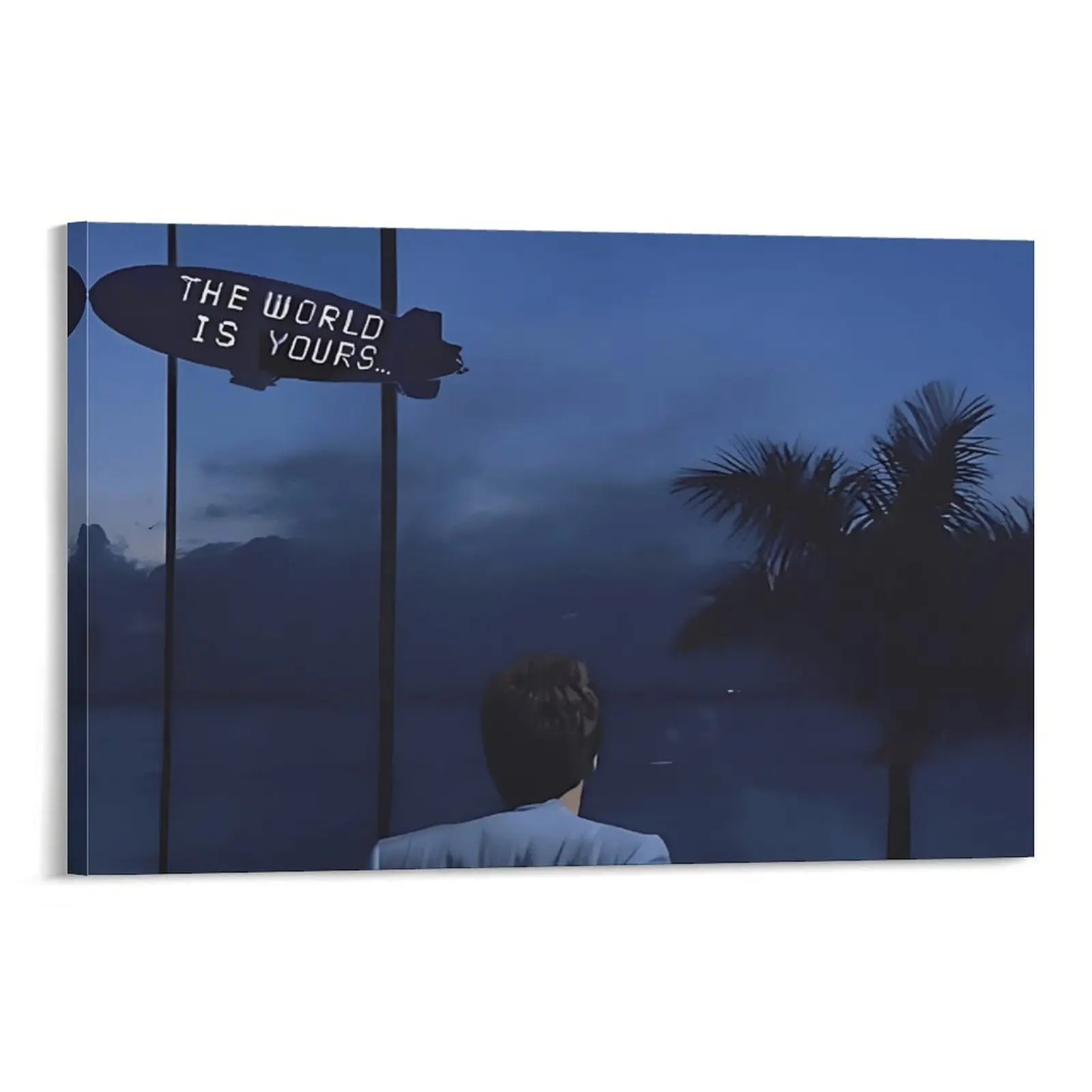 Scarface Tony Montana poster, "The World is Yours" movie scene canvas print, perfect for office or room decoration, inspiring success and enhancing home aesthetics. Available in sizes,with or without frame options.