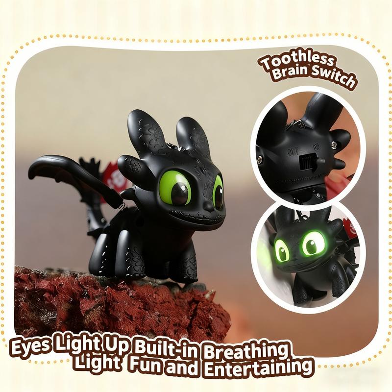 DIYCOM How to Train Your Dragon Night Fury Dragon Keychain Glow in the Dark Mini Dragon Pendant with Moving Wings Trendy Bag Charm Car Ornament Keychain Gift Christmas Gift Birthday Peripheral