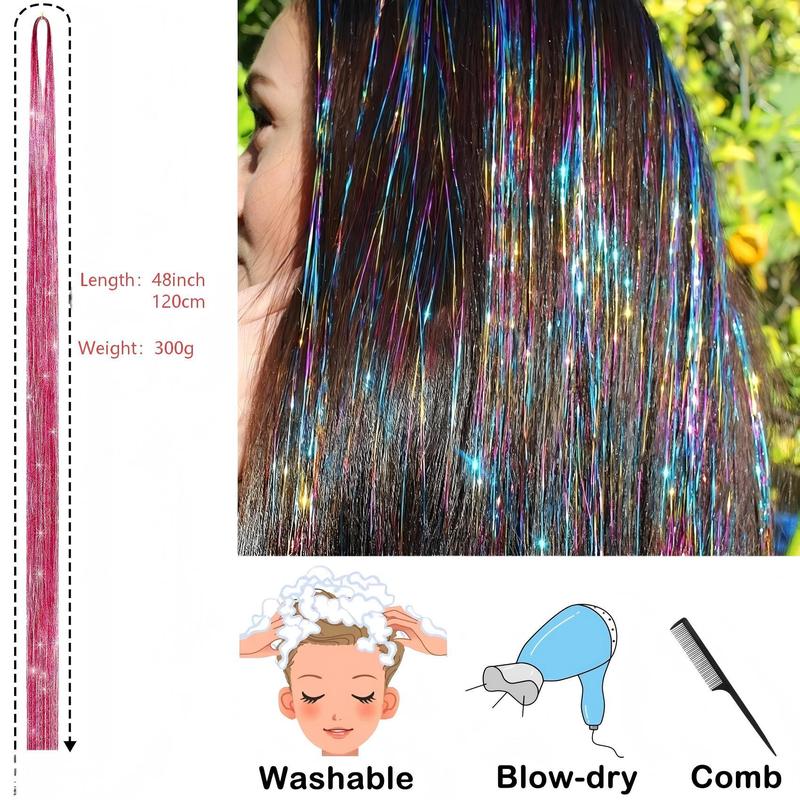 Colorful Heat-Resistant Hair Tinsel Kit with Tools 48 Inches 14-Color Glitter Tinsel Extensions 3500 Strands for Women Girls Kids Festival Dazzle Hair Party Accessories Black Friday Deals