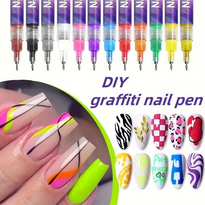 Coraline-Inspired 12-Color Acrylic Paint Nail Doodle Pen Quick