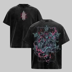 Akaza Infinity Castle T-Shirt – Demon Slayer Kimetsu no Yaiba Vintage Washed Oversized Heavy Cotton Unisex Tee Retro Anime Manga Streetwear Graphic Top Anime Merch Gift for Fans