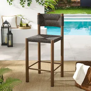 Parkland Outdoor Patio Rattan and Aluminum Counter Stools Set of 2 in Walnut