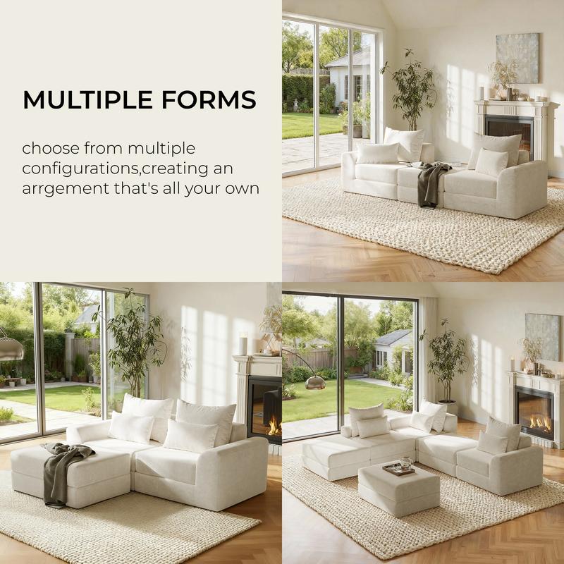 [New Year Deals] Modular loveseat with Ottoman, L-Shape boneless sectional couch, Customizable Sectional Couch, Living Room Furniture,Free Combination Design Sleeper Sofa, Gifts for the Whole Family: Husband & Wife, Mom & Dad