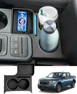 Canvcle Maverick Cup Holder Insert Center Console Organizer for 2022 2023 2024 2025 Ford Maverick Accessories, Car Front Seat Armrest Storage Box for Maverick Multi-Functional Drink Cup Holder Tray