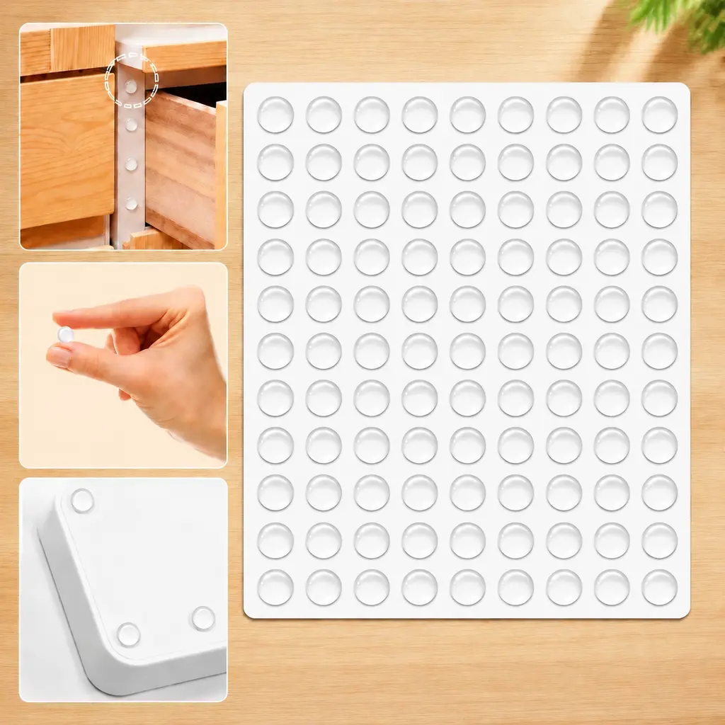 100PCS Self-Adhesive Hemispherical Silicone Bumper Pads, Non-Slip Rubber Buffer Dots, Noise-Reducing Furniture Stops for Home Office Door, Cabinet, Wall Protection Protector