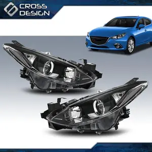 CROSSDESIGN Headlight Assembly Fit For 2014-2016 Mazda 3  Driver & Passenger Side