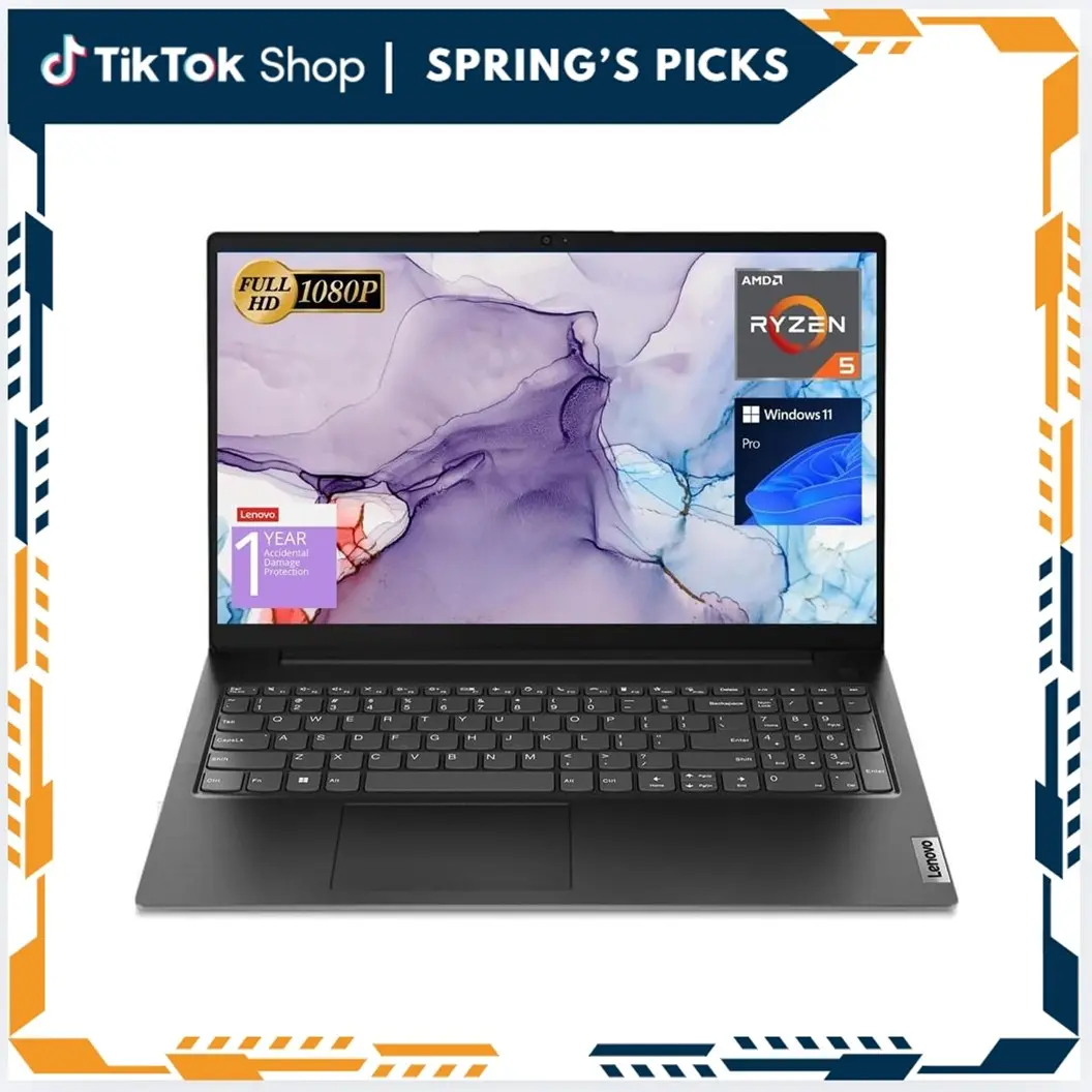 Lenovo V15 Laptop, 15.6" FHD Display, AMD Ryzen 5 7430U Hexa-core Processor (Outperforms Intel i7-1065G7), 16GB RAM, Up to 2TB SSD, Built-in Li-ion Batteries, USB 3.0, Fast Boot-up, Multiple Ports (HDMI, RJ45), Numeric Keypad, Wi-Fi, Windows 11 Pro, Black