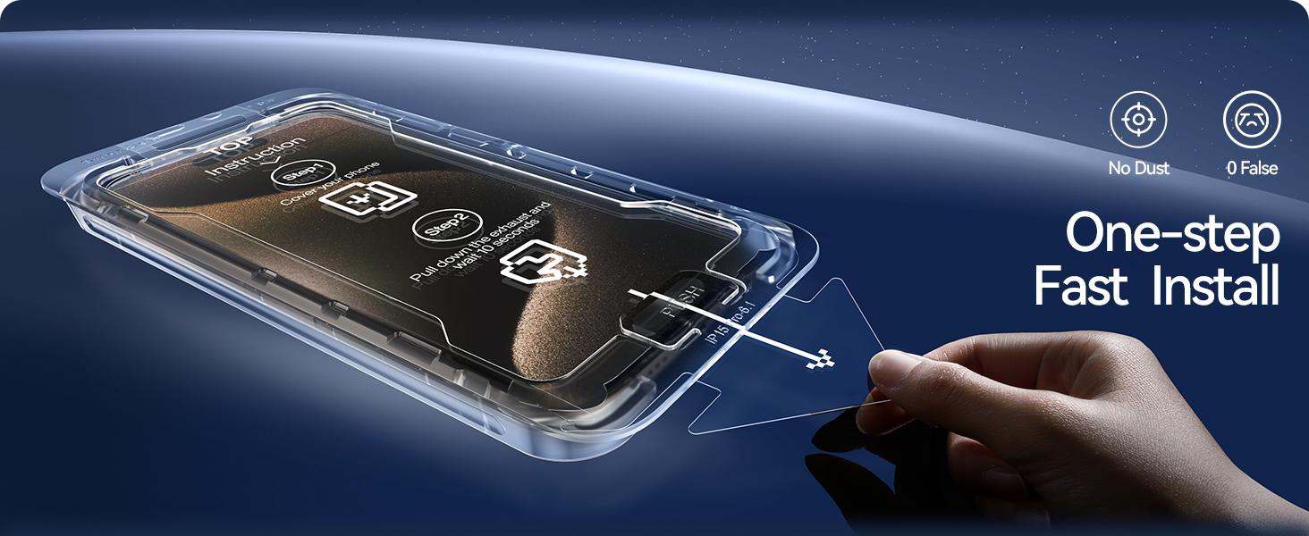 【3s Quick Paste】SmartDevil 2 Pack HD Clear Screen Protector for iPhone 17promax/17pro/16promax/16pro/15/15pro/14/13pro/13 Tempered Glass, Military-Grade Shatterproof Protection, Bubble-free, Scratch Resistant Fast&Easy Installation, Anti-Spy Privacy Film