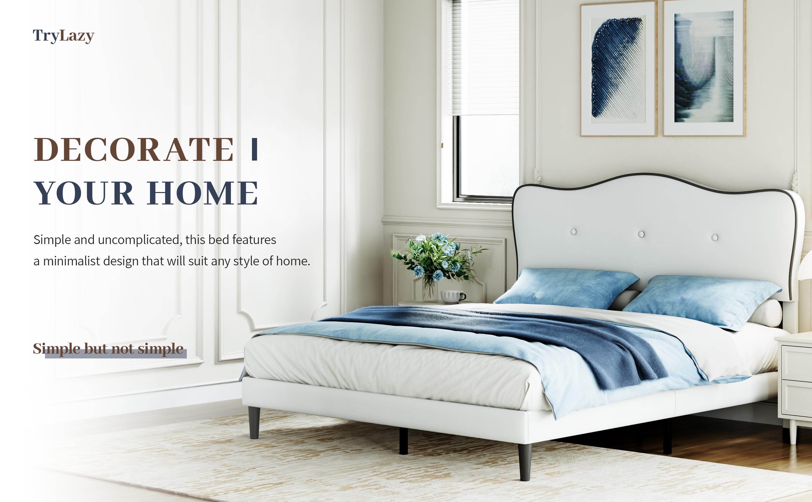 TryLazy Princess Pink Velvet Cloud Bed Frame No MATTRESS Modern Style No Box Spring Needed Zero Noise Easy Assembly Twin Full Queen Sizes