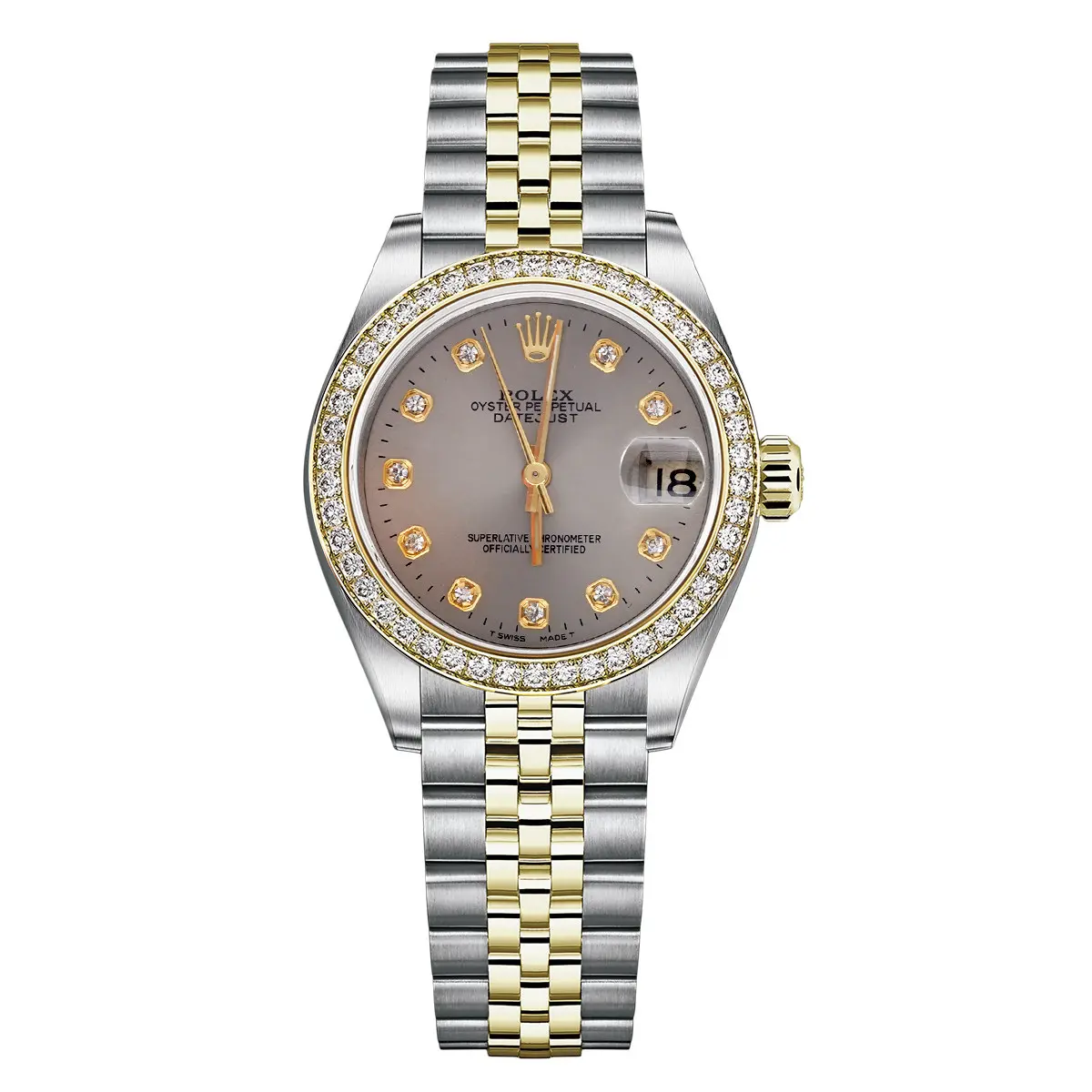 WA.Rolex Datejust Women’s Watch – Model 68273, 31mm, Two-Tone with Custom Diamond Bezel, Automatic Movement, Grey Dial WHP038294 Joyce