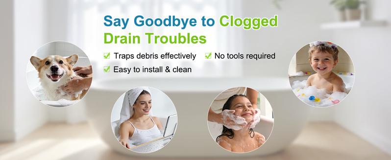 Hibbent Bathtub Drain Stopper, Bathroom Drain Stopper with Hair Catcher, Bath Tub Drain Strainer Plug and Cover