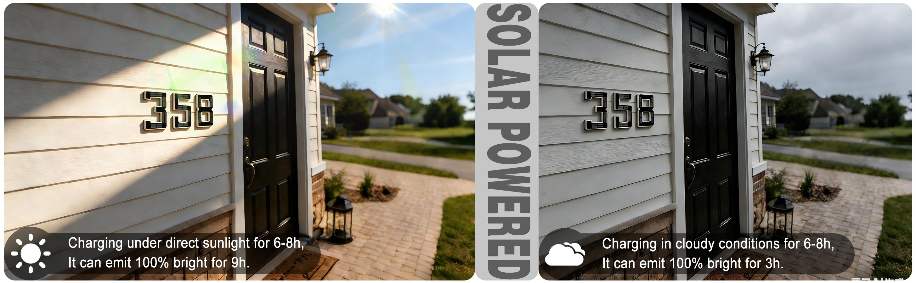 ISUNMEA Solar-Powered 6.7inch Address Sign Lighting for Residential Address Identification Address Plaques for House LED Illuminated Waterproof Outside Address Sign 3500K Warm White LED Modern Solar Powered LED Numbers for Yard, Street, Door, Outside