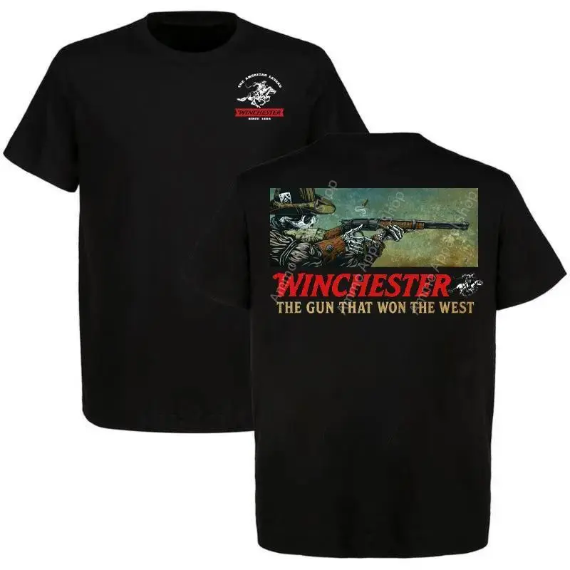 Winchester The Gun That Won The West T-Shirt, Cowboy Skeleton Graphic Tee, Tactical Western Style Apparel, Hunting Outdoor Shirt, Gift For Dad, Menswear