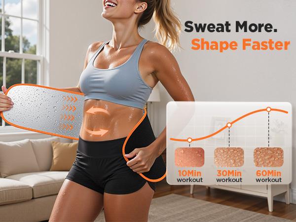 FEIERDUN Waist Trainer Belt for Men & Women, Sweat Band Waist Trimmer Belt, Stomach Wrap for Home Fitness, Body Shaper