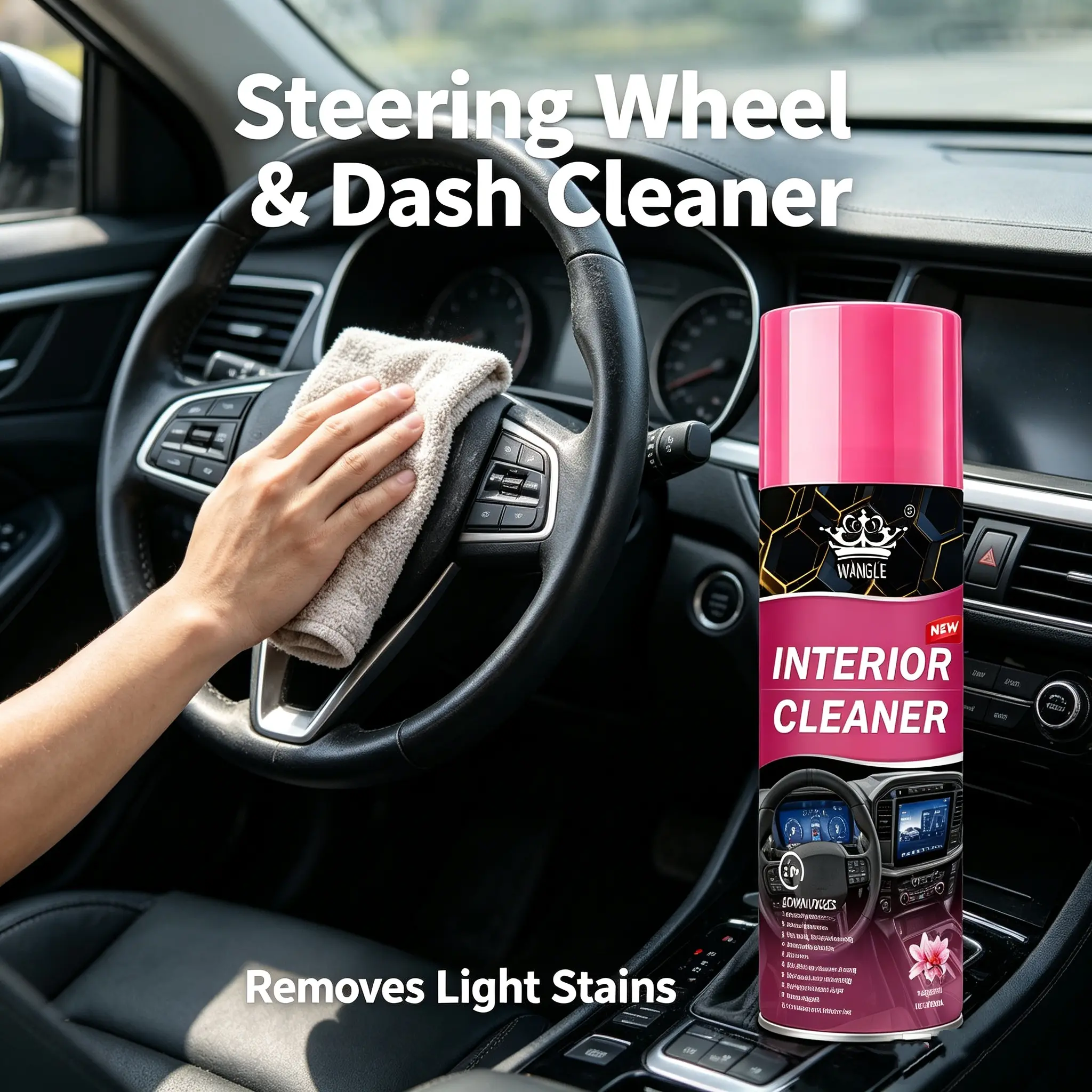 Car Interior Cleaner Spray, Dashboard Leather Seat Dust & Stain Remover, Auto Interior Restoration Foam Cleaner