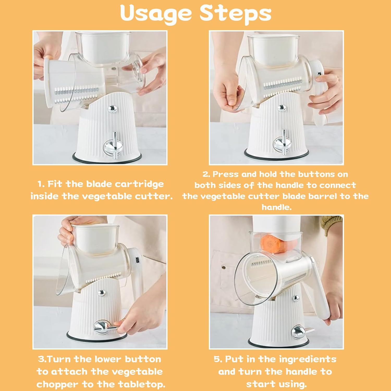 Manual Rotary Cheese Grater, 3-in-1, with Replaceable Stainless Steel Blades, Cheese Grater (Green/White)