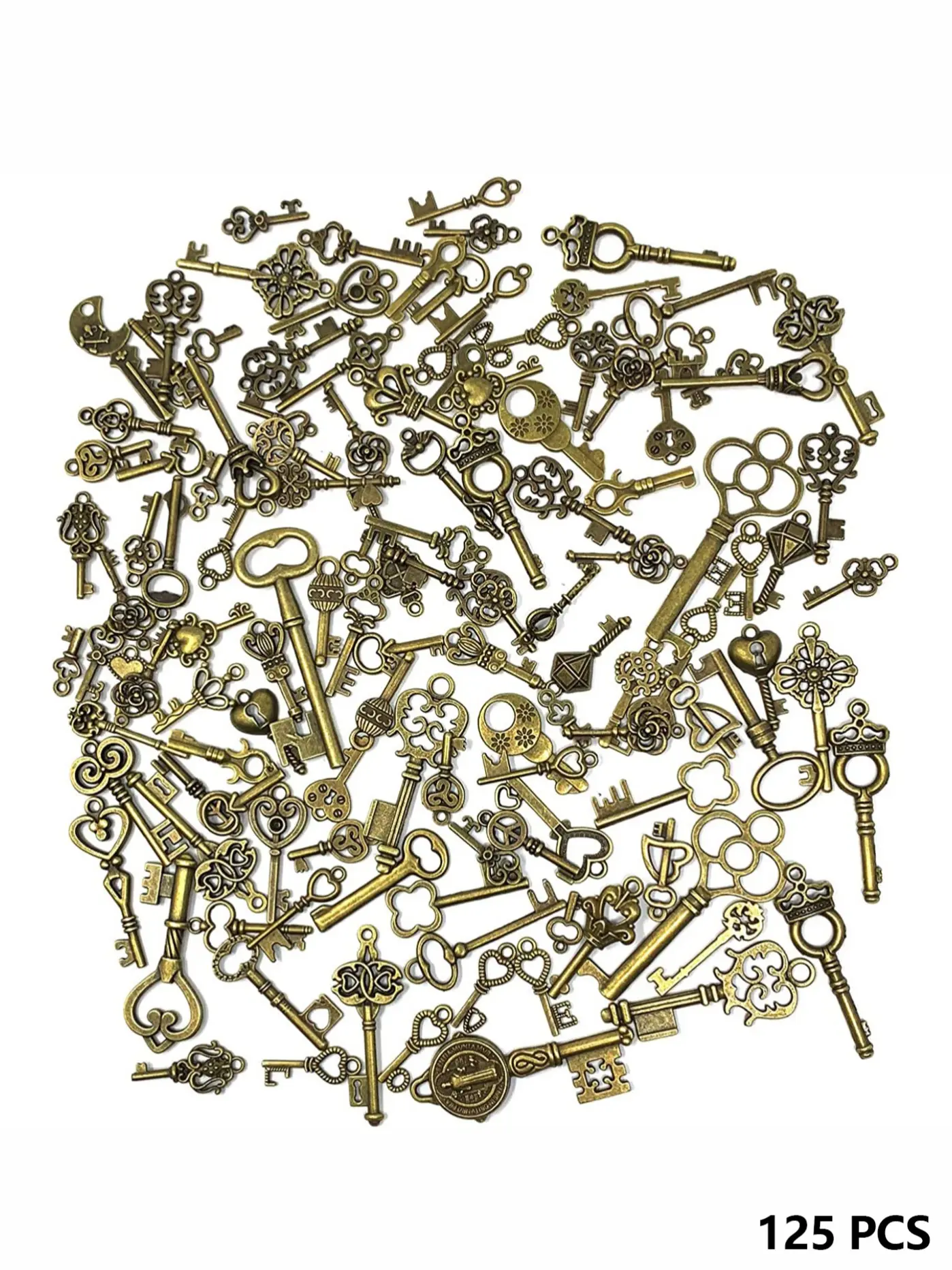 125 Piece Vintage Keychain Set, Antique Keys, Mixed Antique Style Bronze Material, DIY Jewelry Making, Diy With Charms, DIY Jewelry Decoration & Wedding Party Favors, Vintage Appeal, Vintage Charm, Generous Quantity