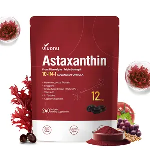 VIVONU Astaxanthin Capsules | 12mg Astaxanthin + Haematococcus Pluvialis + Grape Seed Extract + Tomato Extract + L-Tyrosine + Vitamin E + Copper Gluconate | Skin Support | Antioxidant Protection | Eye & Metabolism Support | 240 Capsules