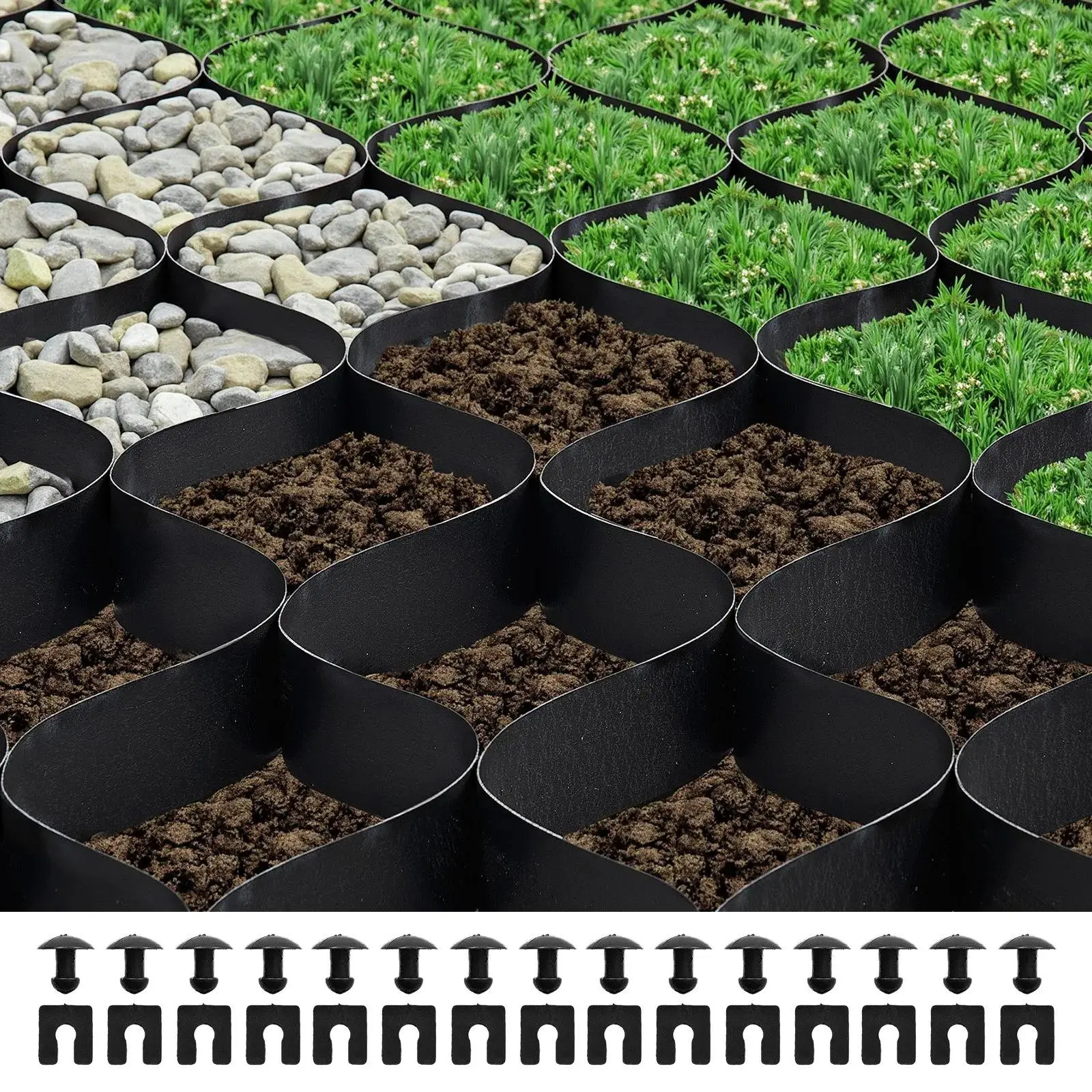 【SummerFinds】VEVOR Gravel Grid, 2 Inch Depth, 26.87 x 3.94 FT / 8200 x 1200 mm, 1880 LBS Per Sq ft Grass Ground Retainer, Permeable Geo Grids Driveway Stabilization, for Garden, Patio, Walkway, RV Parking Slopes