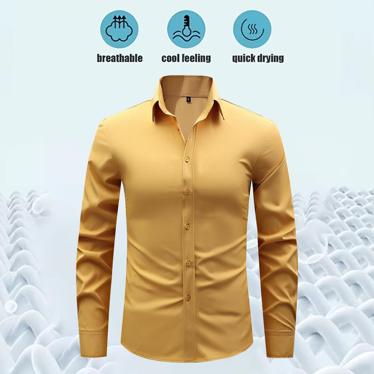 Men's Shirt Long Sleeve Wrinkle-Free Four-Sided Stretch Business High-End Shirt